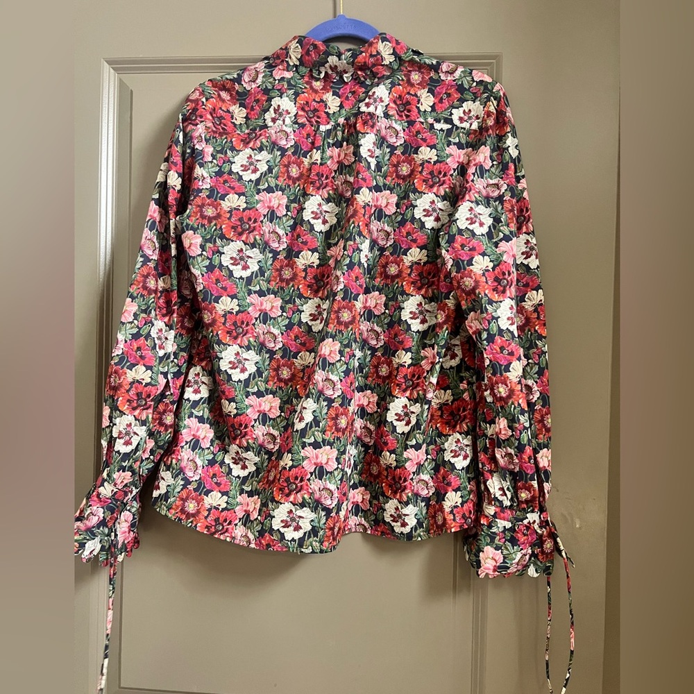 J.Crew x Liberty Poppy Amelie Floral Cotton Blouse Medium Pink Red - Picture 3 of 5